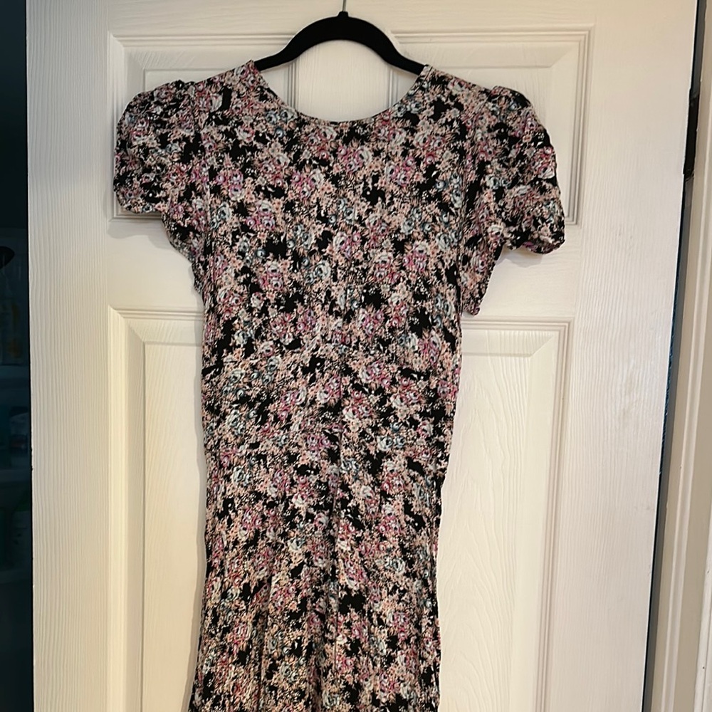 AFRM Black and Pink Puff Sleeve Bodycon Dress